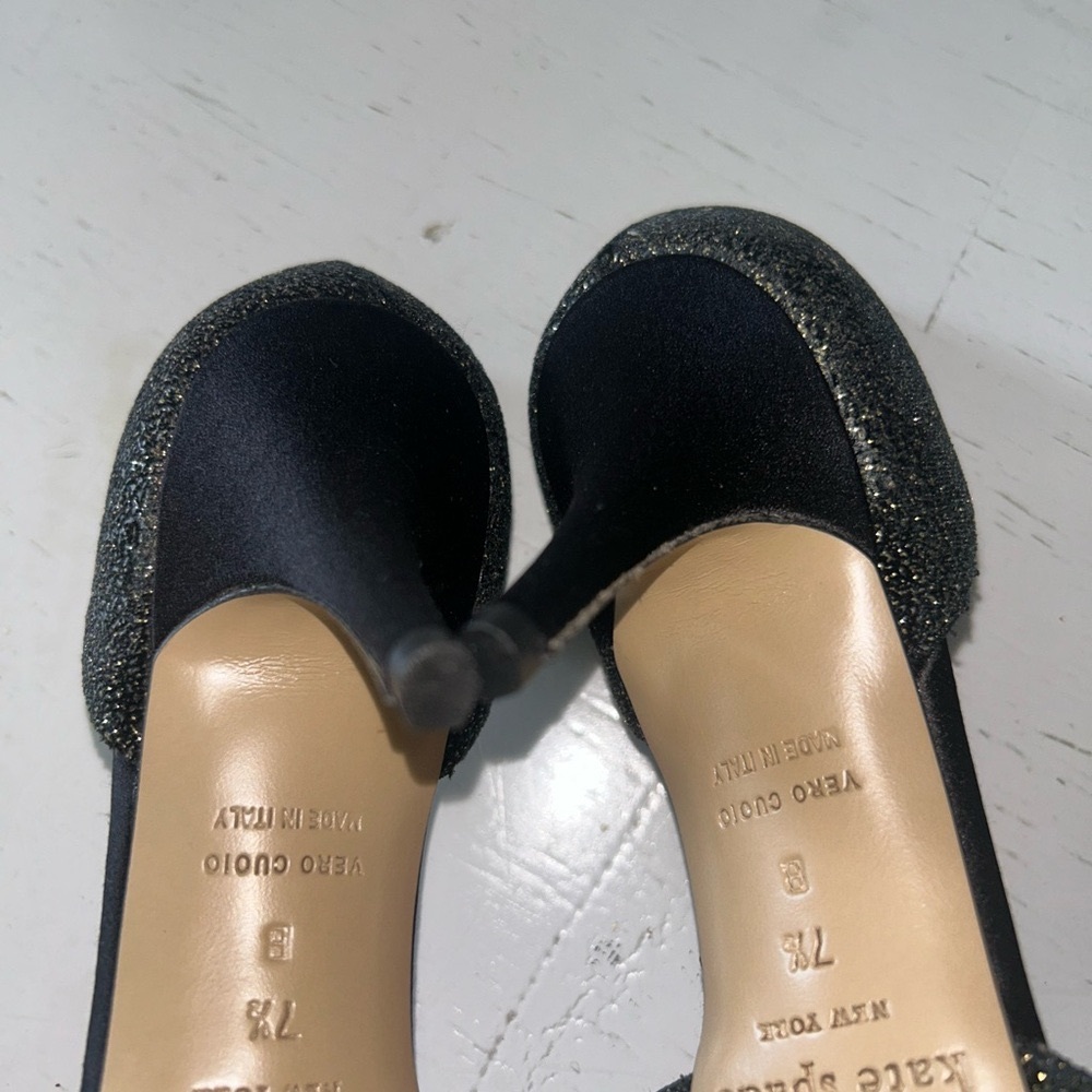 kate spade Black Glitter Peep-Toe Heels - Picture 4 of 6